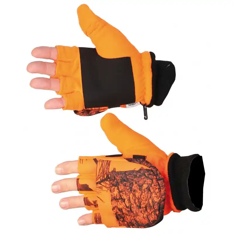 Somlys Handschuhe Fäustling Fleece, Orange Camou Echt